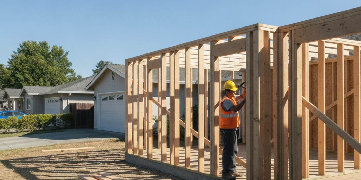 New room addition under construction on a San Mateo home